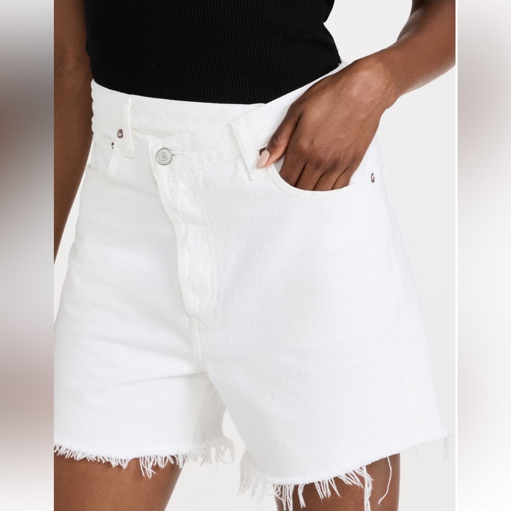Agolde Criss Cross Denim Shorts White Size 24